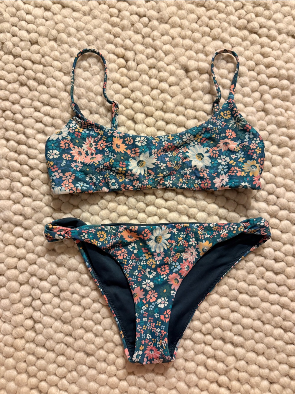 O'Neill Girls Teal Floral Two-Piece Swim Bikini